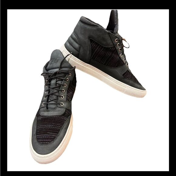 Filling Pieces High Top Sneakers US 11.5–12 Navy Suede Leather Handmade Portugal - Picture 2 of 14